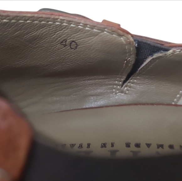 ANYI LU Peeptoe Wedge Booties Size 40 EU/ 9.5 US Brown Leather Made In Italy - Picture 5 of 12